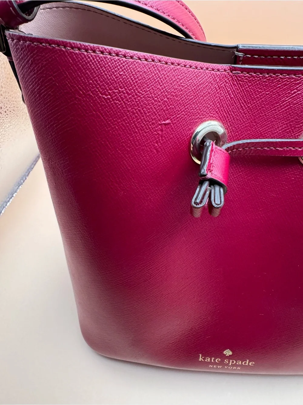 kate spade Magenta Leather Bucket Crossbody